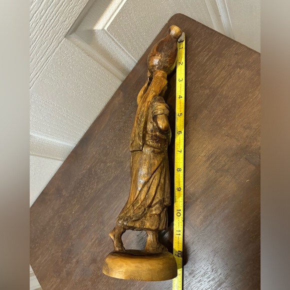 Wood Sculpture Statue Art Figurine Carved Woman Detailed Outfit. - Picture 3 of 16